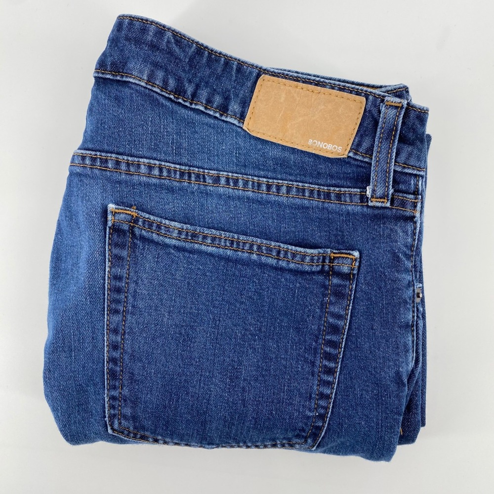 BONOBOS Mens Blue Wash Denim Jeans Size 34x29 Straight Leg Pants
